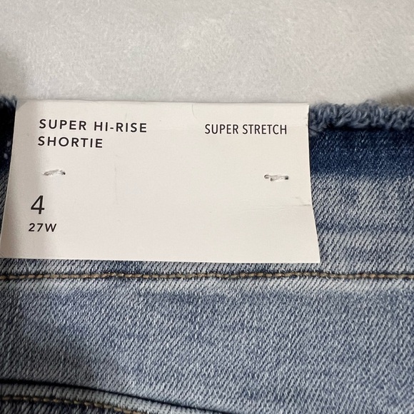 AMERICAN EAGLE SUPER HI-RISE SHORTIE WOMEN'S BLUE DENIM JEAN SHORTS SIZE 4 NWT - Picture 8 of 8